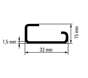 TS 32X15 2M/AL/BK - Rails-accessoires (PT19)