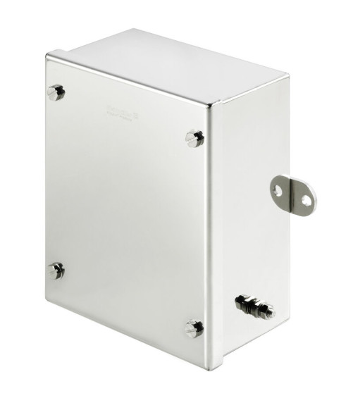 Boîtier métallique Ex, 150 x 190 x 90 mm, électropoli, Plaque de presse-étoupes:
