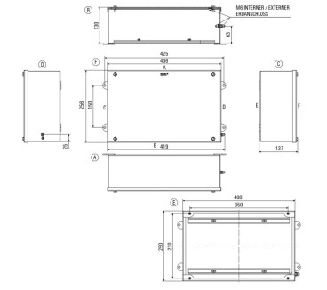 Boîtier métallique Ex, 400 x 250 x 130 mm