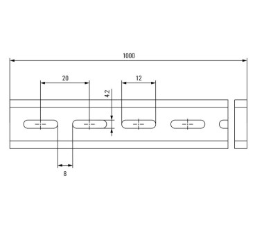 TS 15X5/LL 1M/ST/ZN Rails-accessoires (PT19) Rail profilé
