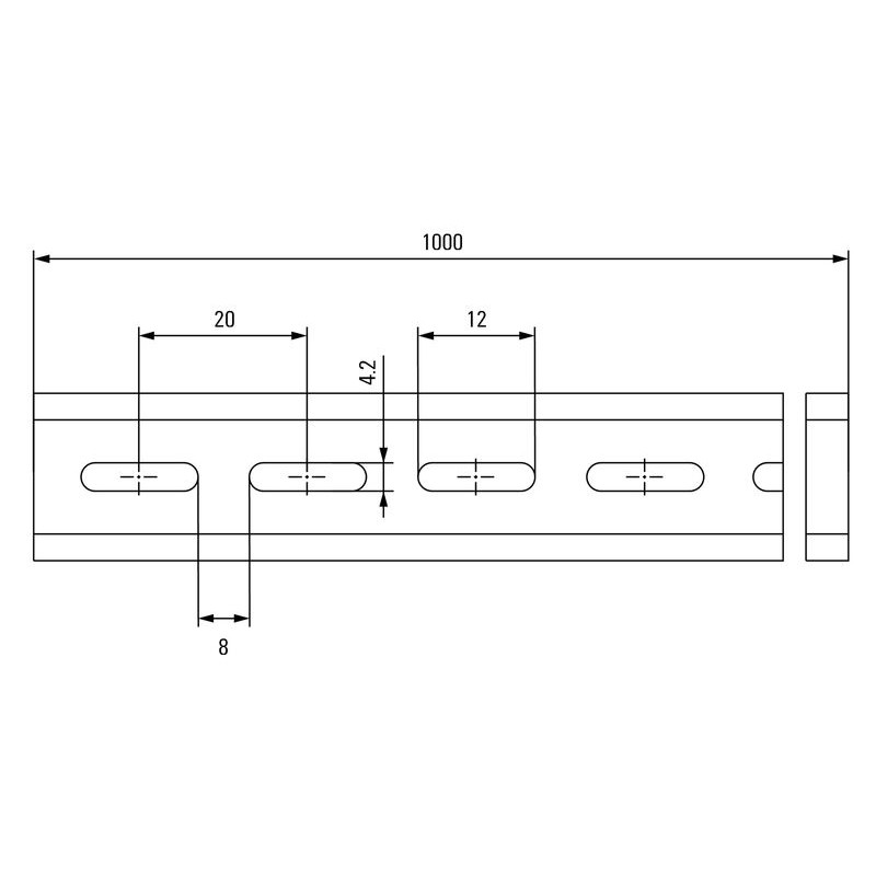 TS 15X5/LL 1M/ST/ZN Rails-accessoires (PT19) Rail profilé