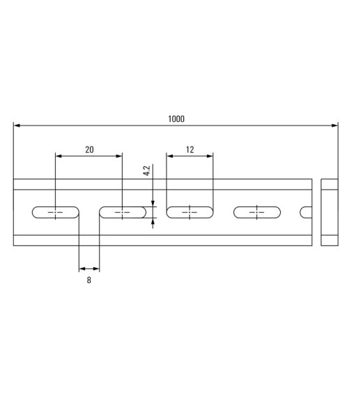 TS 15X5/LL 1M/ST/ZN Rails-accessoires (PT19) Rail profilé