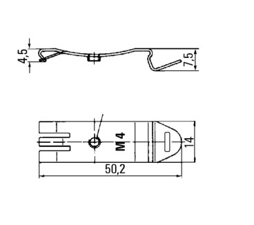 Pied de montage sur rail, argent, Acier, nu, M 4, Largeur: 14 mm