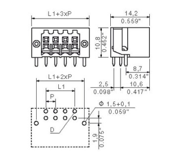S2L-SMT 3.50/04/90LF 3.2SN BK BX - Connecteurs pour CI pas inf 5mm