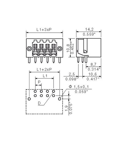 S2L-SMT 3.50/04/90LF 3.2SN BK BX - Connecteurs pour CI pas inf 5mm