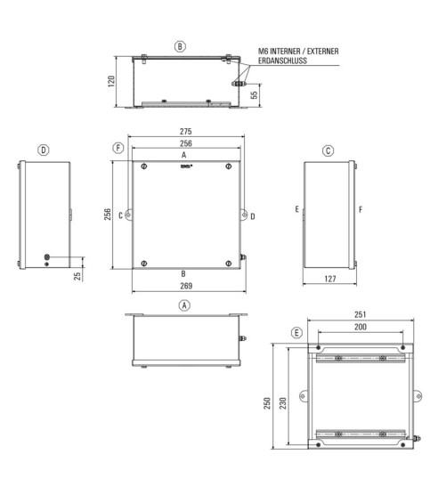 Boîtier métallique Ex, 250 x 250 x 120 mm
