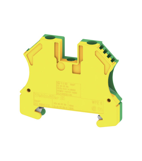 Borne de protection, Vissé, Vert/jaune, 6 mm², 800 V, 2 connexions