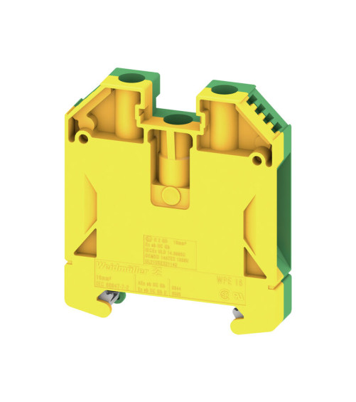 Borne de protection, Vissé, Vert/jaune, 16 mm², 1000 V, 2 connexions