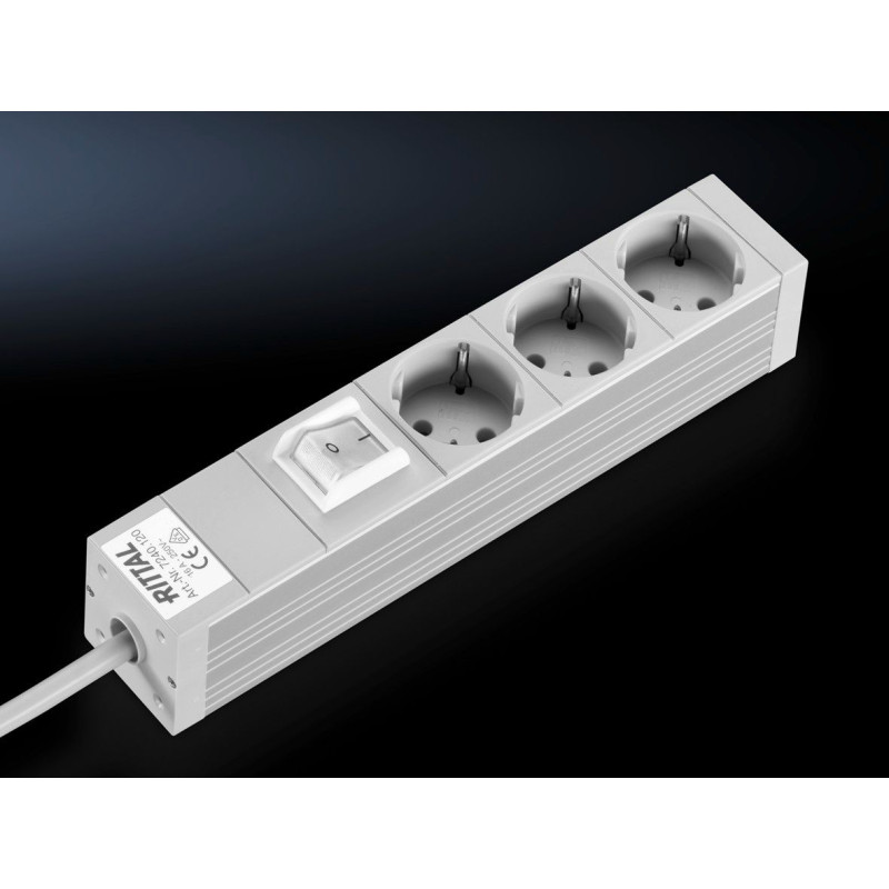 7240120 Bandeau 3 prises Schuko + inter.